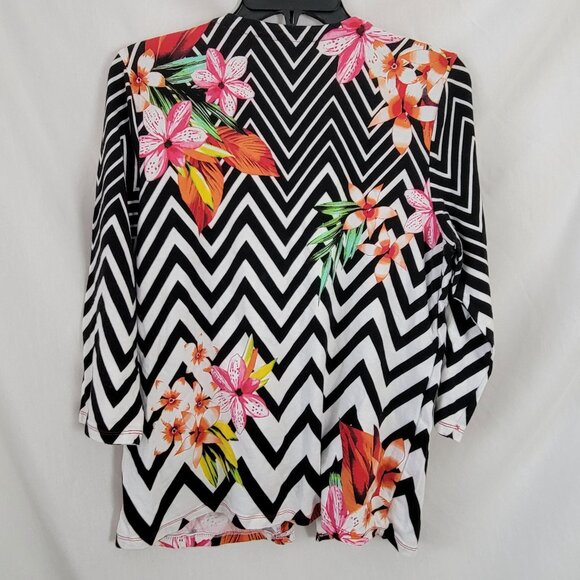 Onque Casual Blouse Large Retro 90s Colorful Floral layered grannycore art BOHO - Picture 2 of 9